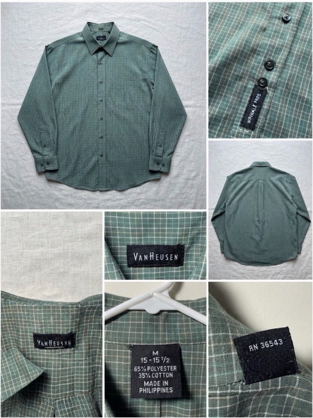 Van Heusen Men's Green Plaid Button-Down Shirt